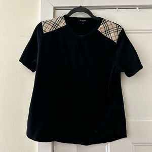 Burberry Tartan Shoulder T-shirt Size Large